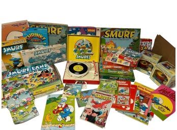 Smurfs Lot With Record Player & More