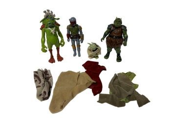 4 Star Wars Action Figures plus Misc Clothing
