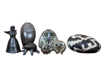 (7) PIECES OF OWLS, FROGS, ETC