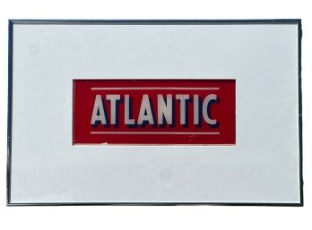 VINTAGE FRAMED REVERSE GLASS PAINTED ATLANTIC SIGN