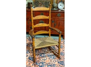 FINE QUALITY ARMED ROCKING CHAIR w/ RUSH SEAT