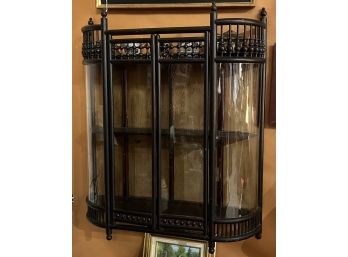 ANTIQUE STICK AND BALL HANGING GLASS CUPBOARD