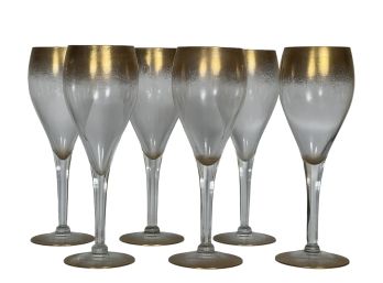 (6) ELEGANT GOLD DUSTED WINE GLASSES