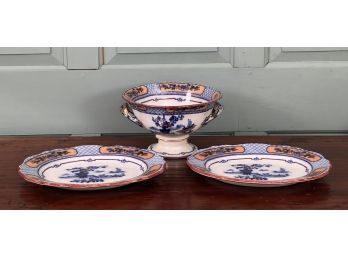 (3) PIECE ASIAN INSPIRED FLOW BLUE IRONSTONE LOT