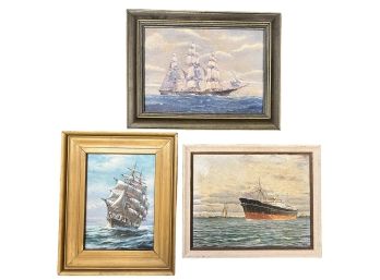 (3) SIGNED MARINE PAINTINGS