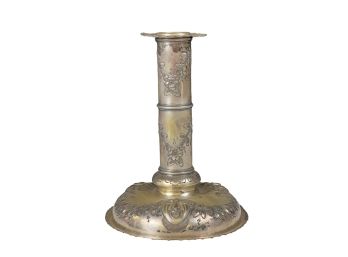 LARGE VICTORIAN SILVER on COPPER CANDLESTICK