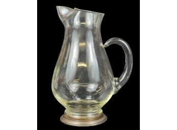 NICE GLASS WATER PITCHER with STERLING BASE