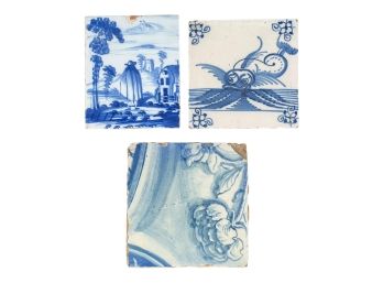 Three (18th/19th c) DELFT TILES