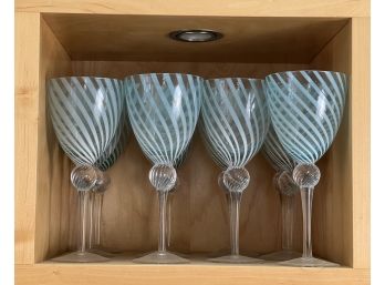 (10) BLUE SWIRL WINE GLASSES by EASTERN