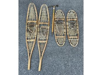 (2) PAIRS of VINTAGE TUBBS SNOWSHOES & ICE AXE