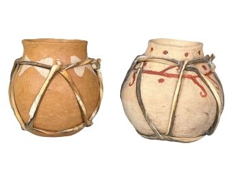 (2) MEXICAN TARAHUMARA CLAY POTS