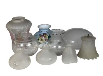 GROUPING of GLASS LAMP SHADES