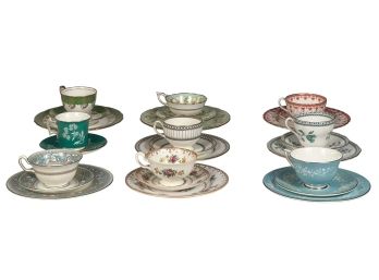 (8) PORCELAIN TEA CUPS & SAUCERS with UNDER PLATES