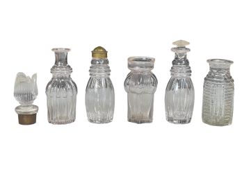 (5) EARLY HAND BLOWN & BLOWN MOLD CASTER BOTTLES