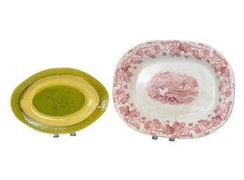 (2) NICE (19th c) PORCELAIN TRAYS & (1) PLATE