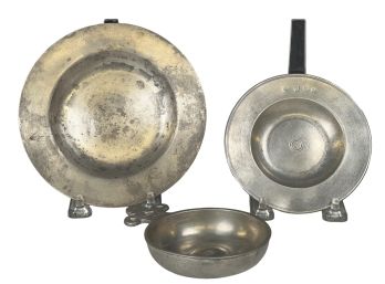 Three (18th/19th c) CHILD'S PEWTER WARES