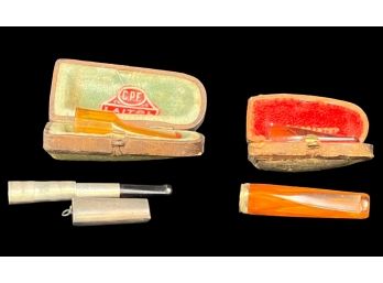 STERLING & AMBER CIGARETTE HOLDERS