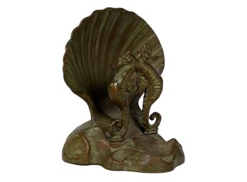 MCCLELLAND & BARCLAY BRONZE SEAHORSE BOOKEND