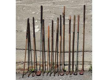 GROUPING of VINTAGE WOODEN GOLF CLUBS