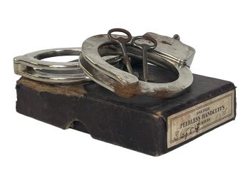 VINTAGE LOWELL PD HANDCUFFS with KEYS