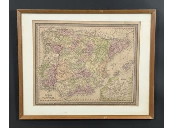 1850 MAP of SPAIN & PORTUGAL by COWPERTHWAIT