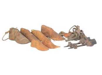 GROUPING of ANTIQUE SHOE FORMS & ICE SKATES