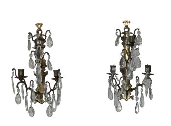 PAIR of BRASS (3) LIGHT WALL SCONCES