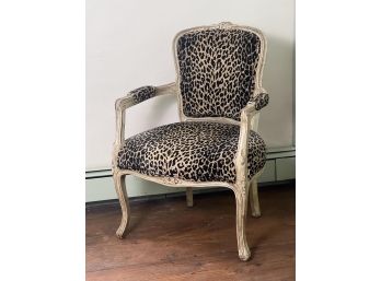 LOUIS XV STYLE ARM CHAIR with LEOPARD UPHOLSTERY