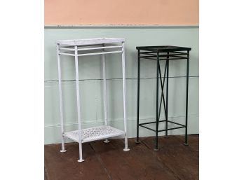 PAIR of PAINTED CAST IRON PLANT STANDS