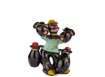 FIGURAL BLACK AMERICANA CERAMIC CONDIMENT CADDY