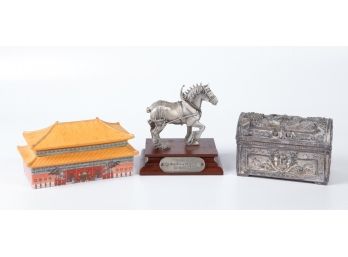 FORBIDDEN CITY MUSIC BOX, DRESSER BOX & CLYDESDALE