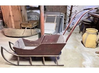 ANTIQUE CHILD'S SLEIGH IN RED PAINT