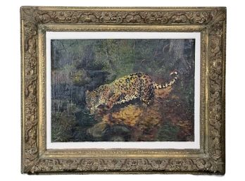 (20th C) OIL On BOARD - 'THE JAGUAR'