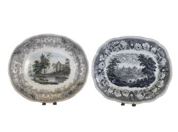 (2) LARGE TRANSFERWARE PLATTERS