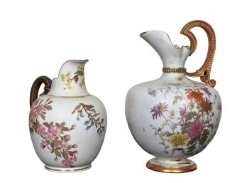 (2) ROYAL WORCESTER BLUSH IVORY EWER & PITCHER