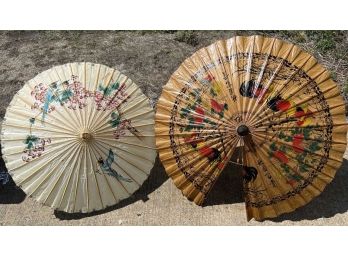 (2) VINTAGE ASIAN PAPER UMBRELLAS