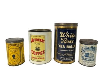 (4) VINTAGE COFFEE/TEA TINS