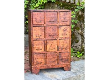 ANTIQUE (12) DRAWER SPICE / HARDWARE CABINET