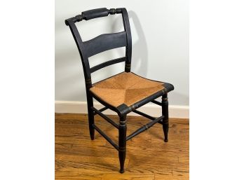 PERIOD (19th c) HITCHCOCK SIDE CHAIR with RUSH SEAT