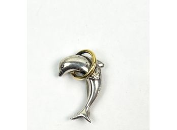 STERLING SILVER DOLPHIN With 18k GOLD BAND