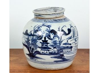 (19th c) CANTON GINGER JAR with LID