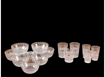 GROUP of MATCHING CUT CRYSTAL CUPS, TUMBLERS & BOWLS