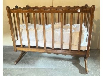 VINTAGE HAND MADE MAPLE BASSINET