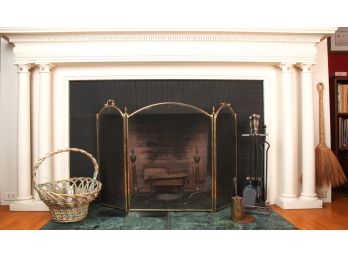 BRASS & IRON FIREPLACE SET