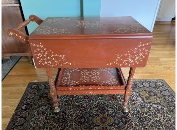 DROP LEAF BUTLER'S CART with BONE INLAY