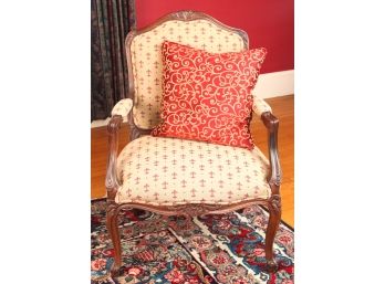 LOUIS 15th STYLE FLUER DE LIS UPHOLSTERED ARMCHAIR