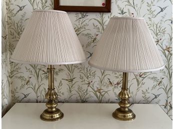 PAIR OF BRASS TABLE LAMPS