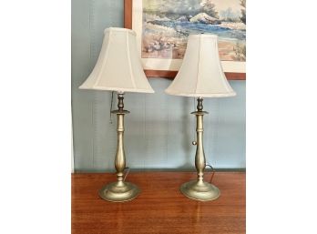 PAIR OF BRASS TABLE LAMPS