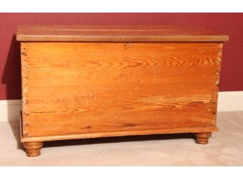 (19th c) DOVETAILED CHEST RAISED ON TURNED FEET