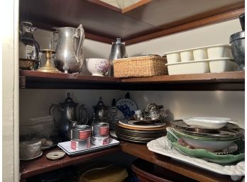 (2) SHELVES OF DINING RELATED ITEMS